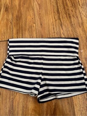 a:glow Black & White Striped Fold-Over Bike Shorts